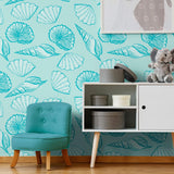 Teal and Turquoise Nautical Peel and Stick Removable Wallpaper 5029