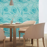 Teal and Turquoise Nautical Peel and Stick Removable Wallpaper 5029