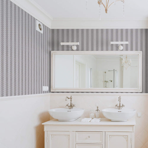 Grey and White Striped Nautical Peel and Stick Removable Wallpaper 9211