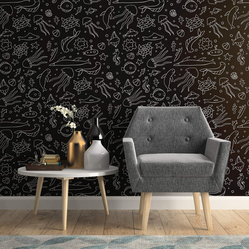 White Fish Nautical Peel and Stick Removable Wallpaper 3757