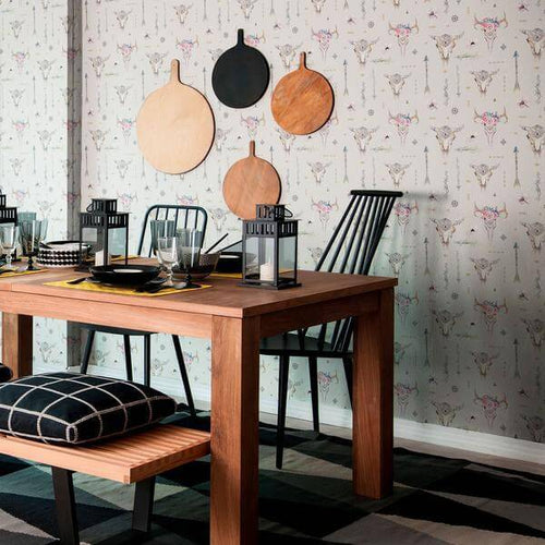 Pink and Brown Tribal Themed Peel and Stick Removable Wallpaper 2458