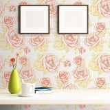Red and Pink Textured Floral Peel and Stick Removable Wallpaper 2867