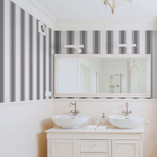 Silver and Grey Retro Peel and Stick Removable Wallpaper 1920