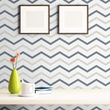 White and Champagne Chevron Peel and Stick Removable Wallpaper 5890