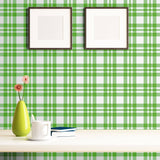 Green Plaid Peel and Stick Removable Wallpaper 6319