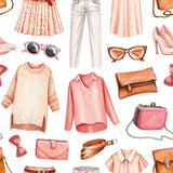 White and Pink Vintage Teens Peel and Stick Removable Wallpaper 5930