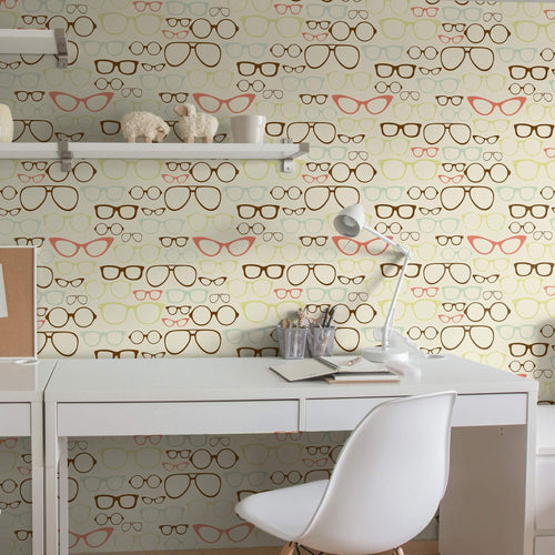 Tan and Beige Retro Teens Peel and Stick Removable Wallpaper 1078