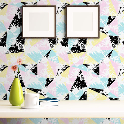 White and Yellow Geometric Teens Peel and Stick Removable Wallpaper 3062