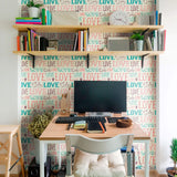 Purple and Blue Handwriting Teens Peel and Stick Removable Wallpaper 4025