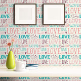 Purple and Blue Handwriting Teens Peel and Stick Removable Wallpaper 4025