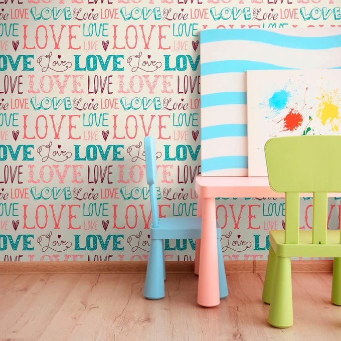 Purple and Blue Handwriting Teens Peel and Stick Removable Wallpaper 4025