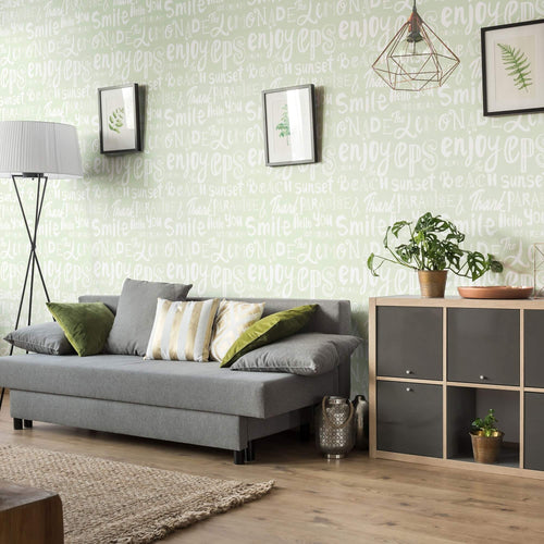 Green Handwriting Teens Peel and Stick Removable Wallpaper 9636