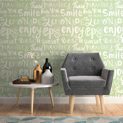 Green Handwriting Teens Peel and Stick Removable Wallpaper 9636