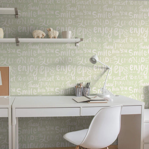 Green Handwriting Teens Peel and Stick Removable Wallpaper 9636