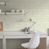 Green Handwriting Teens Peel and Stick Removable Wallpaper 9636