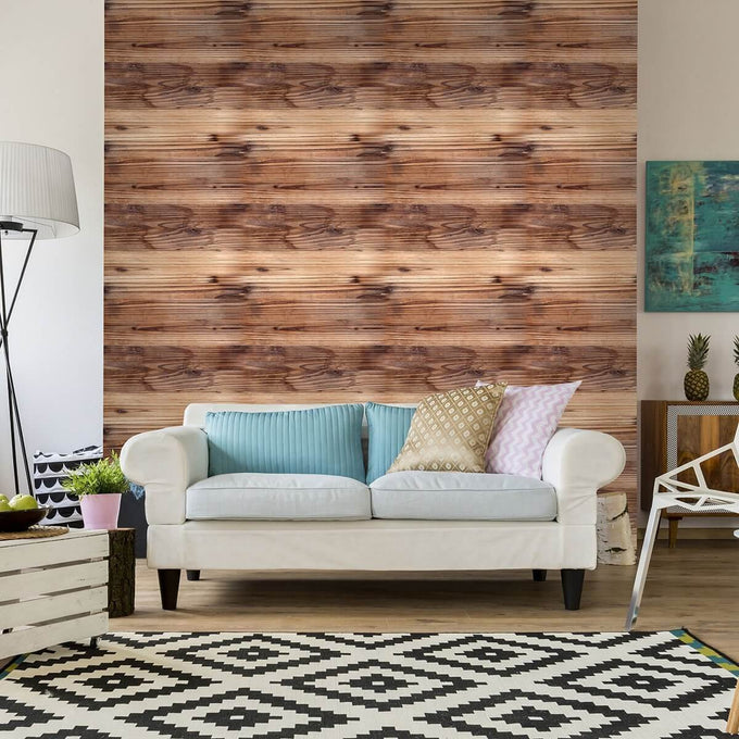 Tan and Brown Wood Imitation Peel and Stick Removable Wallpaper 5273