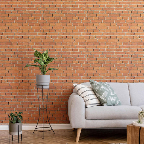 Orange Brick Peel and Stick Removable Wallpaper 7499