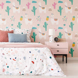 Pink Llama Themed Peel and Stick Removable Wallpaper 6450