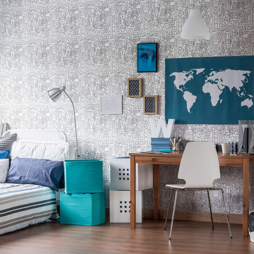 White Pattern Themed Peel and Stick Removable Wallpaper 9607