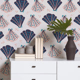 Pink and Purple Seashell Themed Peel and Stick Removable Wallpaper 1662