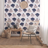 Pink and Purple Seashell Themed Peel and Stick Removable Wallpaper 1662