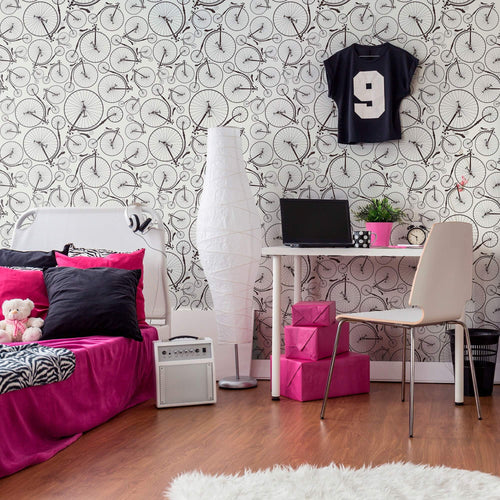 Black and White Geometric Themed Peel and Stick Removable Wallpaper 8069