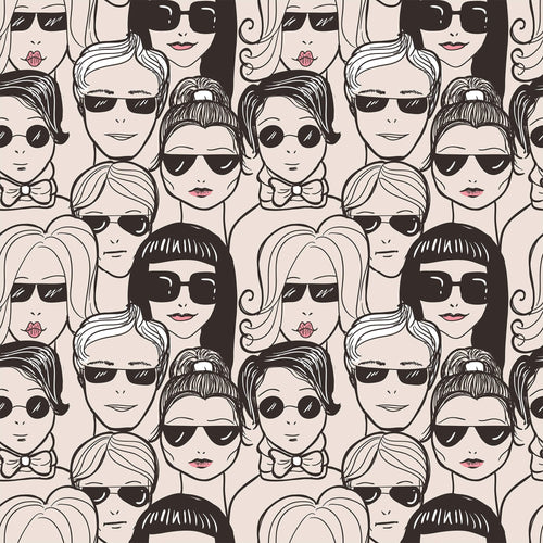 White and Black People Themed Peel and Stick Removable Wallpaper 9783
