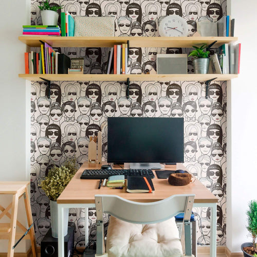 White and Black People Themed Peel and Stick Removable Wallpaper 9783