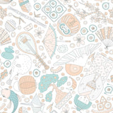 White Asian Themed Peel and Stick Removable Wallpaper 5651