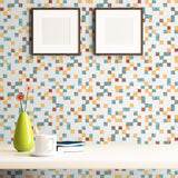 Teal Geometric Tile Adhesive Peel and Stick Removable Wallpaper 9792