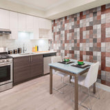 Brown Geometric Tile Adhesive Peel and Stick Removable Wallpaper 3459