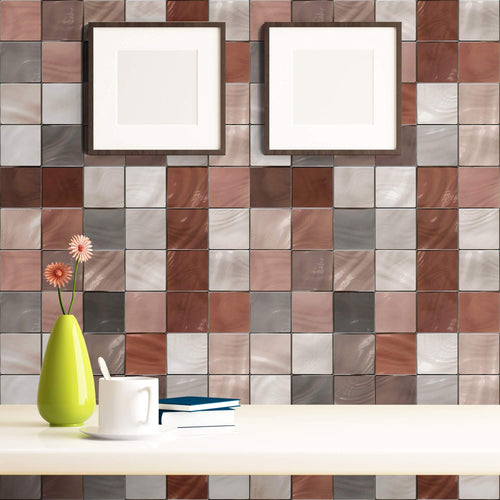 Brown Geometric Tile Adhesive Peel and Stick Removable Wallpaper 3459