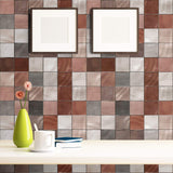 Brown Geometric Tile Adhesive Peel and Stick Removable Wallpaper 3459