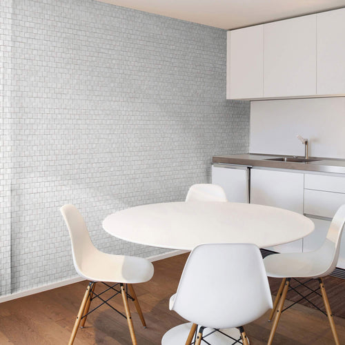 White Geometric Tile Adhesive Peel and Stick Removable Wallpaper 3460