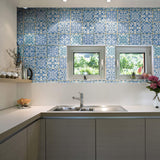 Blue Global Tile Adhesive Peel and Stick Removable Wallpaper 1165