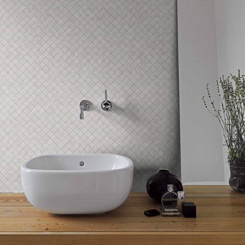White Geometric Tile Adhesive Peel and Stick Removable Wallpaper 7156