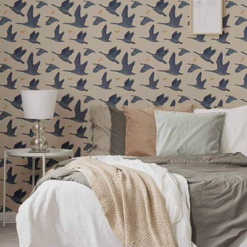 Blue Birds Peel and Stick Removable Wallpaper