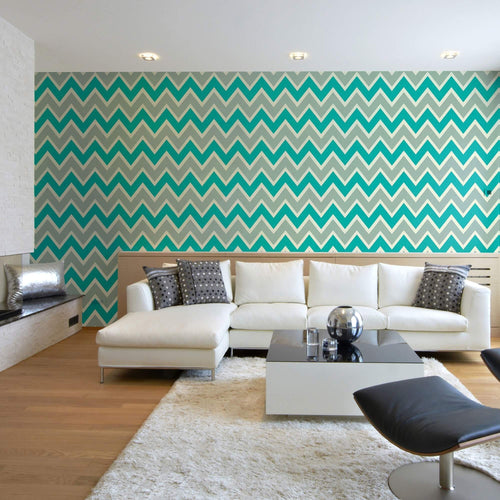 Blue Chevron Peel and Stick Removable Wallpaper