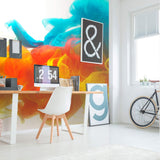 Blue and Orange Abstract Peel and Stick Removable Wall Mural 8537