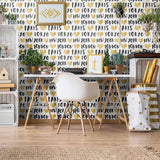 Black Travel Themed Peel and Stick Removable Wallpaper