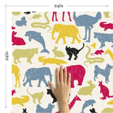 Blue and Fuchsia Animals Children Peel and Stick Removable Wallpaper