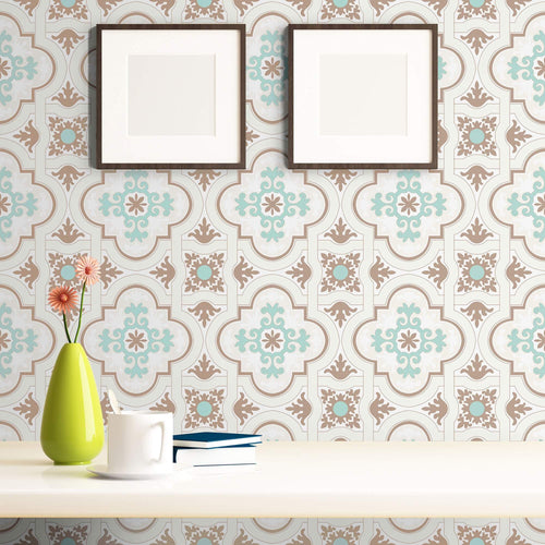 Aqua Global Tile Adhesive Peel and Stick Removable Wallpaper