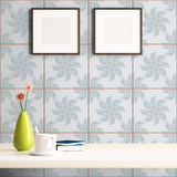 Blue Floral Tile Adhesive Peel and Stick Removable Wallpaper