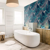 Blue and White Fish Nautical Peel and Stick Removable Wallpaper