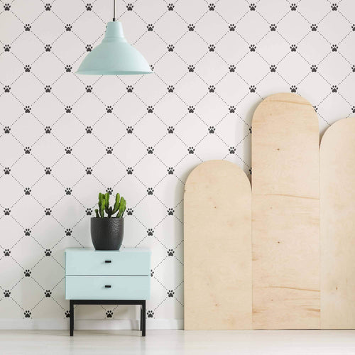 Black and White Dog Peel and Stick Removable Wallpaper