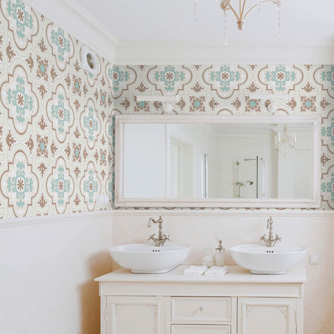 Aqua Global Tile Adhesive Peel and Stick Removable Wallpaper
