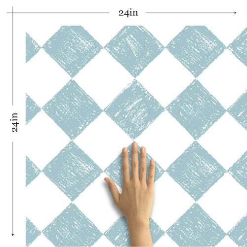 Blue and White Checkers Geometric Peel and Stick Removable Wallpaper