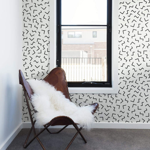 Black Lines Basic Peel and Stick Removable Wallpaper
