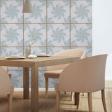 Blue Floral Tile Adhesive Peel and Stick Removable Wallpaper