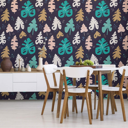 Blue Botanical Floral Peel and Stick Removable Wallpaper